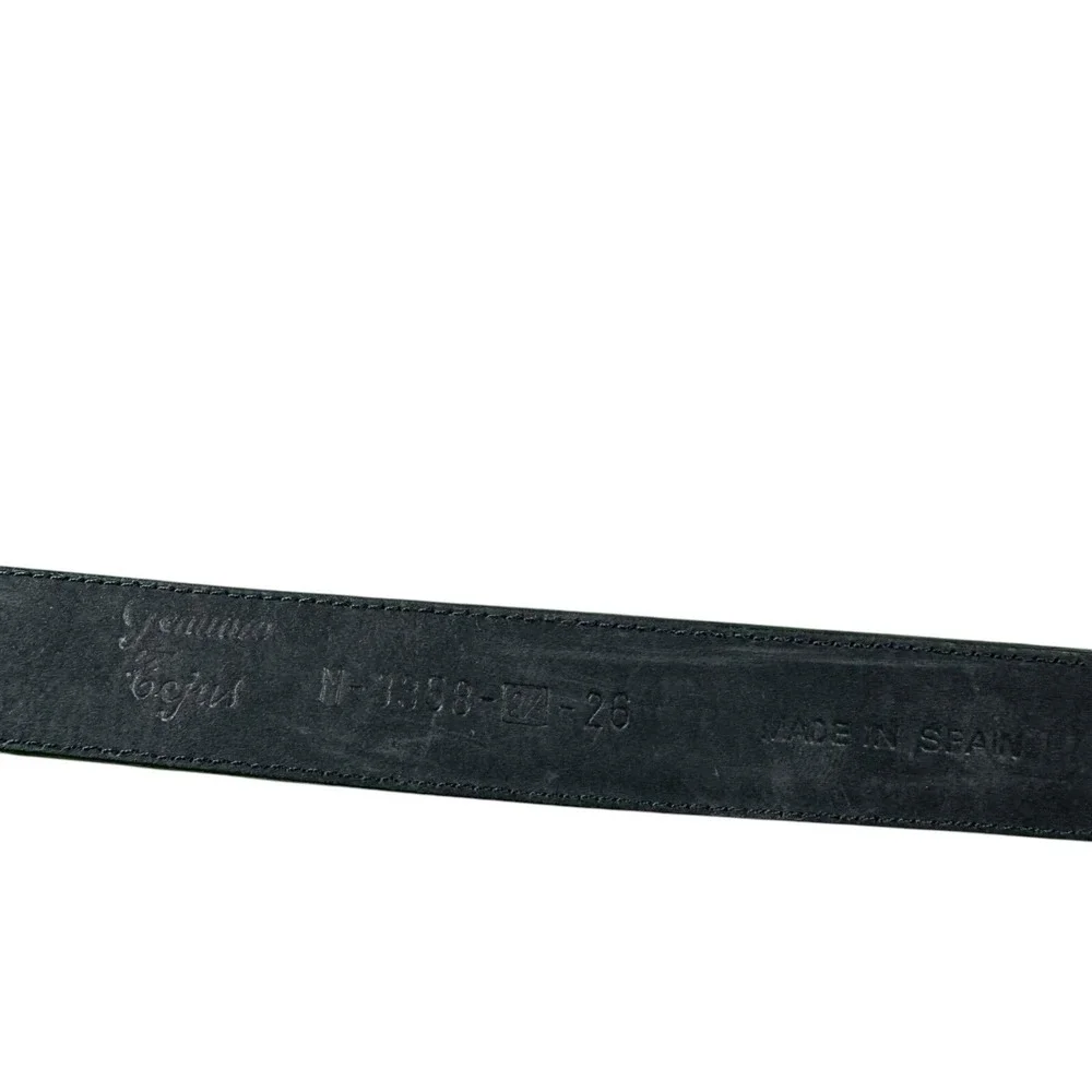 Cale Black Teju Lizard Gold Buckle Womens Belt Size 26 Made in Spain M-3358-24